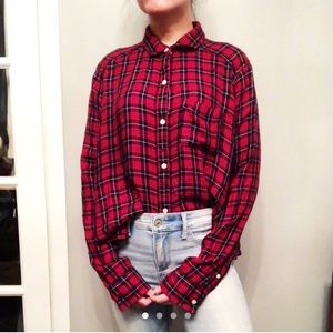 Abercrombie and Fitch red plaid blouse